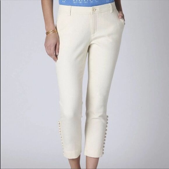 Anthropologie Pants - Daughters of the Liberation Anthropologie Cream Textured Ankle Pants Size 2